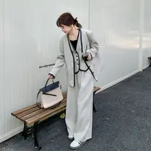 春のトレンド！カジュアルなベストとワイドパンツの三点セット（セットアップ対応）