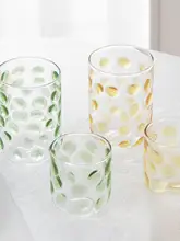 カラフルドットデザインのガラスミルクカップ【おしゃれな食器・水用】