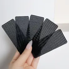 黒色のヘアクリップ【ロングタイプ・フラットデザイン・乱れた髪用】