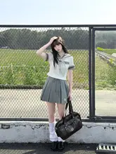 セーラー服 プリーツスカート セットアップ レディース デイジー柄 ウエストマーク スクールスタイル 夏