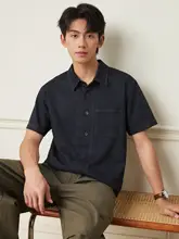 レディース 半袖デニムシャツ【リネンブレンド・防褪色・ゆったりフィット】