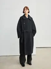 極上の柔らかさのカシミヤウールバスローブコート【女性用・ダブルフェイス・中長丈・シルエット重視】