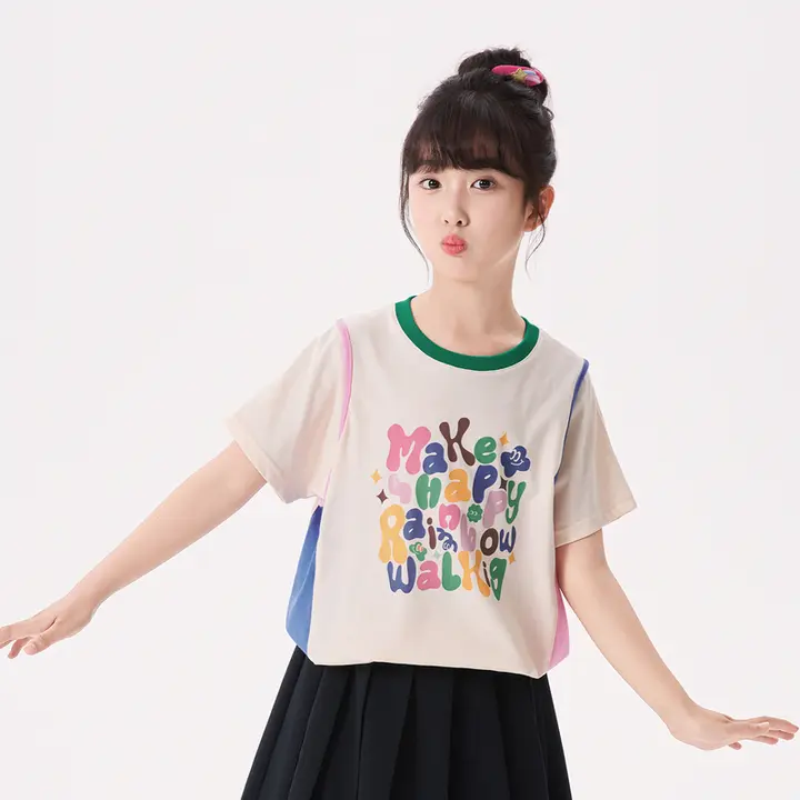 綿100%の子供用Tシャツ【ロゴプリント・短袖・爽やかで通気性】