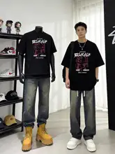 アメリカンスタイルのコットン半袖Tシャツ【カジュアルファッション・男性用】（セットアップ対応）