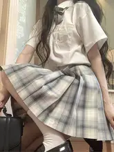 アイスクリームとクジラのデザインJK制服【グレーのチェック柄スカート・柔らかいスタイル】