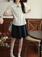 レディース Aラインスカート【ショート・コットン素材・ウエストゴム・ダークブルー】