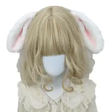 純白のフェイクウサギ耳ヘアクリップ【ラブリー・ロリータ風・ふわふわウサギデザイン】