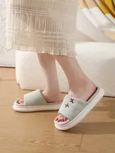 防滑厚底布製リネンルームシューズ【男女兼用・室内用・通気性・快適】
