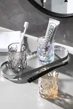 ガラス製カップ ペア用洗面カップ【高級感・家庭用・歯ブラシ・歯磨き粉用】