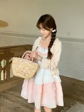夏用 ドット柄 レイヤードキャミソールワンピース【Aライン・ピンク】