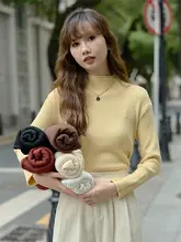 秋冬用 ボトルネック ニットトップス【厚手・柔らかい・長袖】