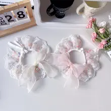 レース付きフラワープリントペットエプロン【蝶結び・通気性・猫用・犬用】