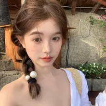 フレンチシンプルデザイン パールヘアゴム【低いお団子・ポ二ーテール対応】