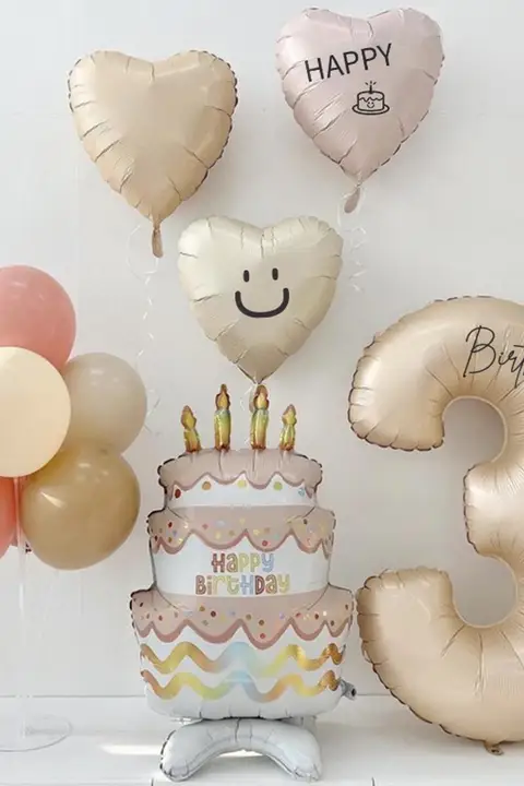 32インチアルミ製クリーム色バルーン【誕生日パーティー・数字装飾用】