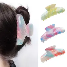 紫外線変色アクリル製大きなシャーククリップ【髪まとめ用・アウトドア用】