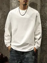 秋冬用 メンズ長袖Tシャツ【コットン100%・白・ラウンドネック・極上の柔らかさ】