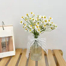 造花 デイジー花束【ガラス花瓶付き・DIY装飾・北欧風】