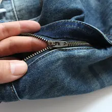 パッチワークデザインのダメージデニムパンツ【カジュアルスタイル・ルーズフィ  ット・メンズ】（セットアップ対応）