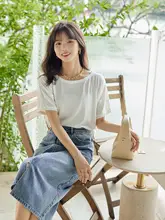 高腰不規則デザインのデニムスカート【レディース・ブルー・コットン・夏用・フロントスリット】