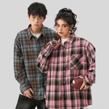 カジュアルなストライプ柄長袖シャツ【ユニセックス・春用・ルーズフィット】（セットアップ対応）