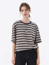 ヴィンテージストライプの半袖Tシャツ【メンズ・ゆったり・カジュアル・クルーネック】
