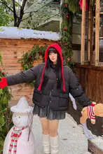 冬用暖かいコットン短丈アウター【不規則デザイン・女性用・保温性】