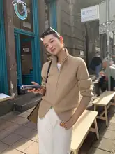 ダブルジッパー付きニットカーディガン【ハイネック・秋冬用・女性用】