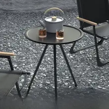 アウトドア折りたたみキャンプテーブルセット【アルミ合金製・超軽量・円形テーブル】