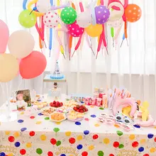 環境に優しいカラフルな気球プリントテーブルクロス【子供の学校の誕生日パーティー用・デコレ ーション】