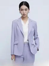 LANDI 紫色ウエストタイトジャケット【レディース・スーツセット・微フレアパンツ・春用】