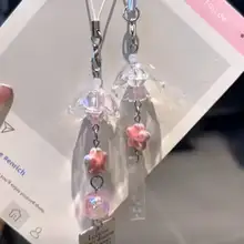 桜風鈴 手作りスマホチェーン【ビーズ付き・カメラ用・カジュアルデザイン】
