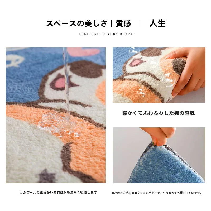 加厚カートンデザインのすのこバスマット：洗いやすい模造羊毛で門廊を快適に