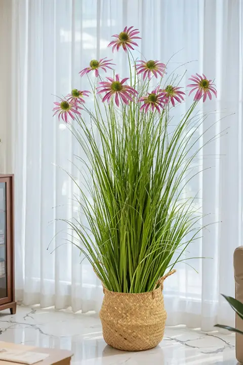 高級感あるインテリア用ひまわりの造花【室内装飾・花瓶付き】
