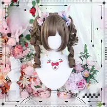 ロリータスタイルの桃色コスプレウィッグ【ローマンカール・自然な日常使いに最適】
