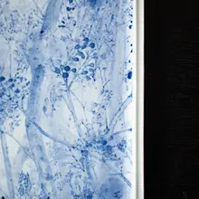 手描き青花の長方形茶盤【茶具用・干泡台付き】