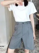 カジュアルなストレートフィットのハーフパンツ【女性用・スタイル・ウエストゴム】