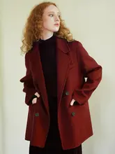 女性用アンティークスタイル グリーン二重ウールコート【ショート丈・秋冬用・ジャケット】