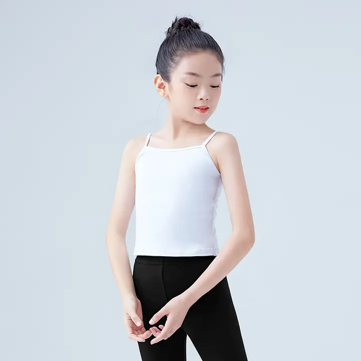 肌色の子供用ダンストップス【バレエ練習着・白のインナー・キャミソールタイプ】