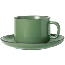 ヴィンテージ風の高級マット陶器カフェカップ【デリケートなティーカップ＆ソーサー】（セットアップ対応）