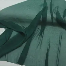 半透明の深い翡翠グリーンのストライプシフォン生地【華やかなスカートや漢服用】