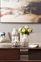 北欧風 シンプルな陶器花瓶【インテリア装飾・オフィスやリビング用】