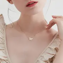 貝殻バタフライネックレス【高級感・エレガント・鎖骨チェーン・夏用】