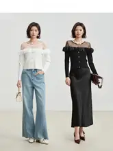 立体花弁デザインのニットトップス【カジュアル・秋用・無地・ラウンドネック】