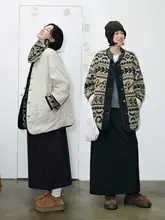 松仁栗子派デザインの仿羊羔毛ダウンジャケット【リバーシブル・厚手・秋冬用】
