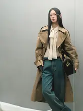 LaluneDuCiel コットン製 ダブルブレスト中丈トレンチコート【レディース・秋用・ゆったりシルエット】