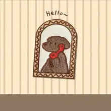 トレンドのレトロ動物刺繍クラフト素材【DIY装飾用・自粘着シート・麻布】