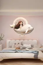かわいいクジラの子供部屋用壁掛け装飾画【温かみのあるデザイン・寝室用】