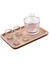 米立デザイン創造的清酒セット【金縁・ハンマードガラス・酒器とグラス付き】