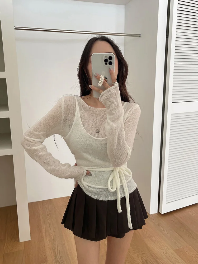 秋のトレンド！絶妙なレイヤードデザインのニットタンクトップ【極上の柔らかさ・女性用】（セットアップ対応）