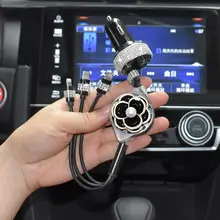 車載用 伸縮式多機能急速充電ケーブル【ダブルUSB・デザイン付き】
